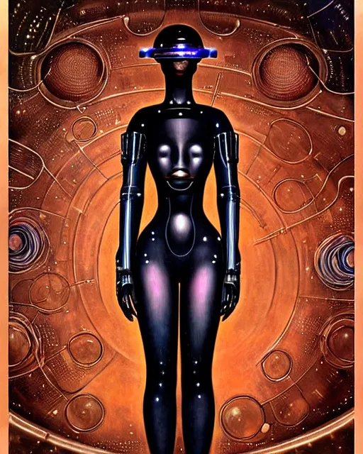 Prompt: futuristic portrait of woman from 2 0 s decade of xx century in metal space suit in a style of hans giger, giger alien style, art by kuvshinov ilya and wayne barlowe and gustav klimt and artgerm