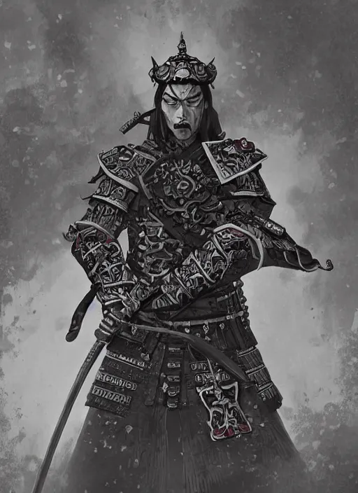 Image similar to digital _ painting _ of _ shinigami japanese samurai _ by _ filipe _ pagliuso _ and _ justin _ gerard _ symmetric _ fantasy _ highly _ detailed _ realistic _ intricate _ port