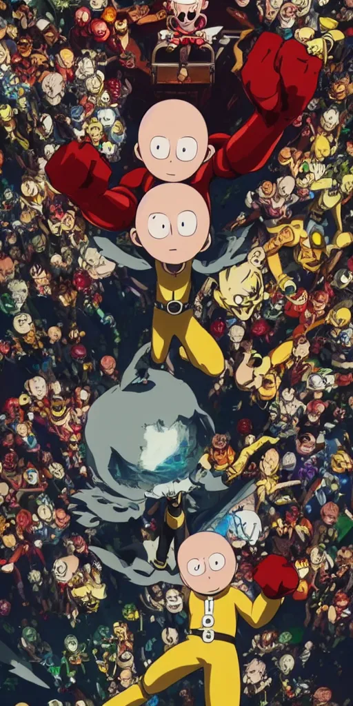 Movie poster of One Punch Man, Highly Detailed,, Stable Diffusion