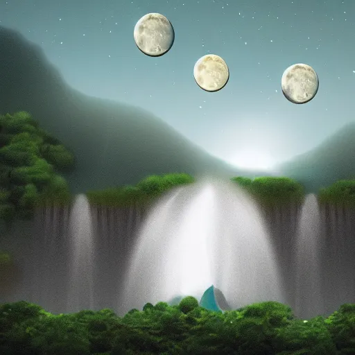 Image similar to waterfall over moon