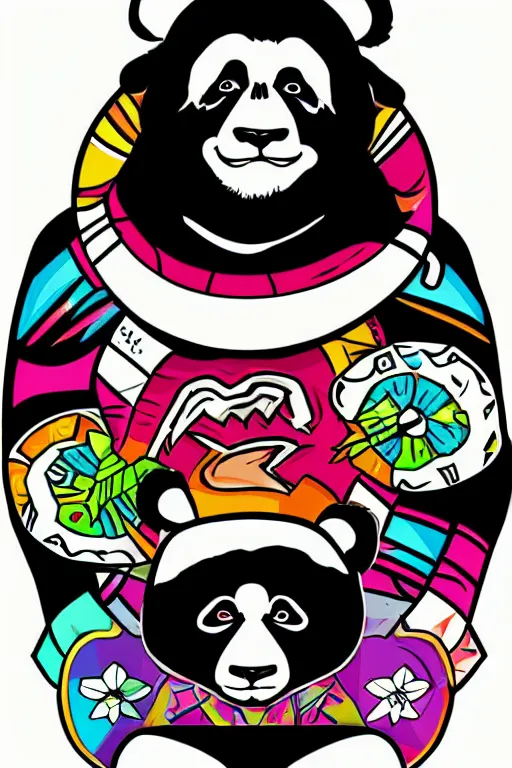 Image similar to Portrait of a panda as a Mexican wrestler, sticker, colorful, illustration, highly detailed, simple, smooth and clean vector curves, no jagged lines, vector art, smooth