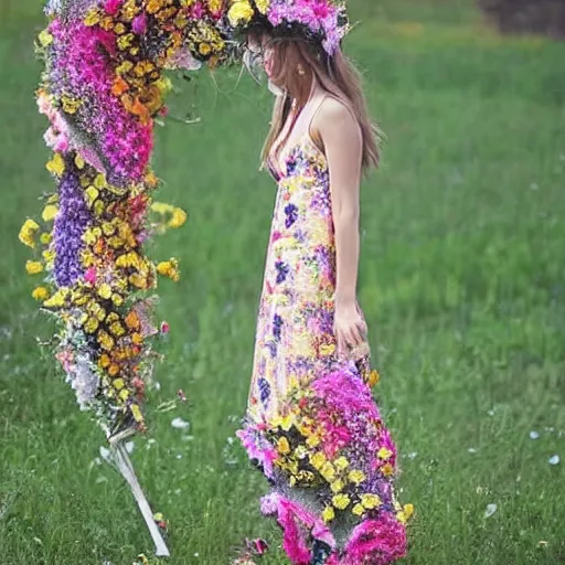 Image similar to a long dress made out of flowers