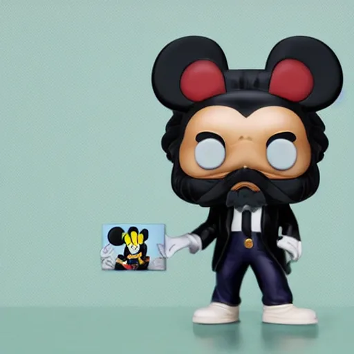 Prompt: Karl Marx with Mickey mouse ears Funko Pop