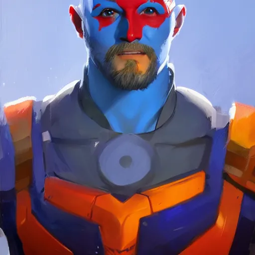 Image similar to greg manchess portrait painting of yondu udonta as overwatch character, medium shot, asymmetrical, profile picture, organic painting, sunny day, matte painting, bold shapes, hard edges, street art, trending on artstation, by huang guangjian and gil elvgren and sachin teng