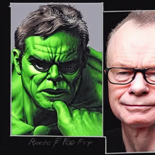 Image similar to Robert Fripp as the hulk