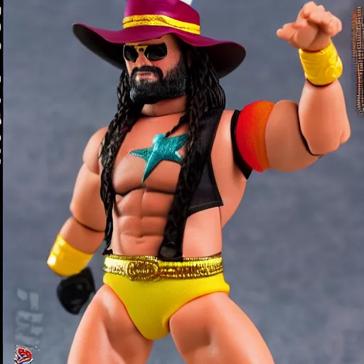 Prompt: 1 9 8 7 macho man randy savage from wwf action figure by hot toys.