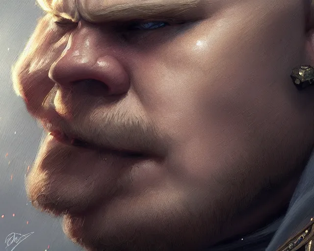 Image similar to close up of brock lesnar, deep focus, d & d, fantasy, intricate, elegant, highly detailed, digital painting, artstation, concept art, matte, sharp focus, illustration, hearthstone, art by artgerm and greg rutkowski and alphonse mucha