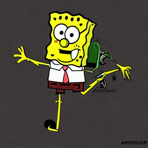 Prompt: SpongeBob, stepping to Mr Crabs, Trending on Artstation, Hiroaki Tsutsumi style