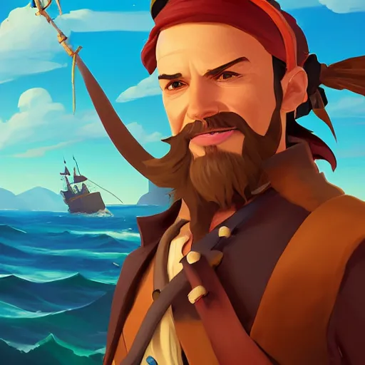 Image similar to painting jack the pirate on sea of thieves game avatar hero smooth face median photoshop filter cutout vector behance hd by jesper ejsing, by rhads, makoto shinkai and lois van baarle, ilya kuvshinov, rossdraws, illustration, art by ilya kuvshinov and gustav klimt