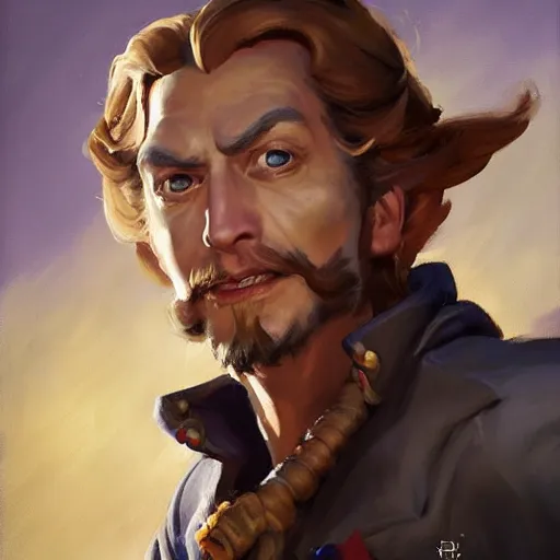 Image similar to greg manchess portrait painting of partially armored undead pirate captain guybrush threepwood as overwatch character, medium shot, asymmetrical, profile picture, organic painting, sunny day, matte painting, bold shapes, hard edges, street art, trending on artstation, by huang guangjian, gil elvgren, ruan jia, greg rutkowski, gaston bussiere