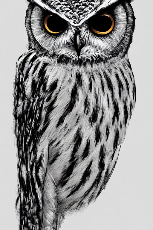 Prompt: owl, highly detailed, digital art, sharp focus, trending on art station