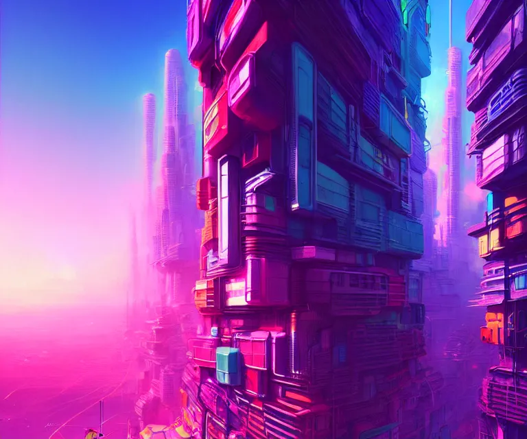 Prompt: a colorful fututistic city, sci - fi by yoshitaka amano and alena aenami, trending on artstation, 8 k, high resolution, insanely detailed and intricate, beautiful, matte painting, unreal engine