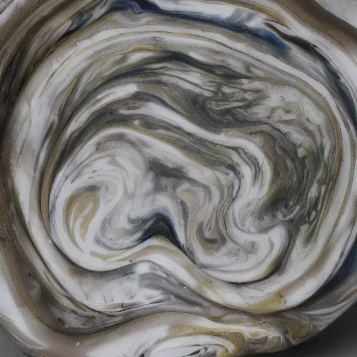 Prompt: an hd photo of a marble sculpture made of oil paint globs, dslr photography