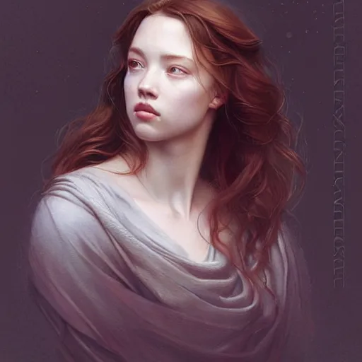 Image similar to beautiful striking Pre-Raphaelite Sydney Sweeney by Artgerm and Greg Rutkowski, pale, intricate, elegant, highly detailed, digital painting