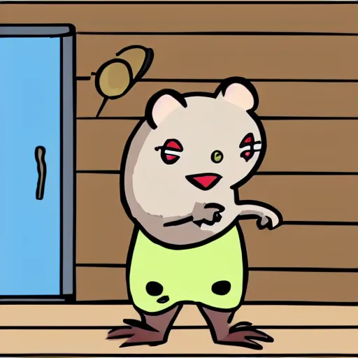 Prompt: angry mouse breaking into a house, cartoon style