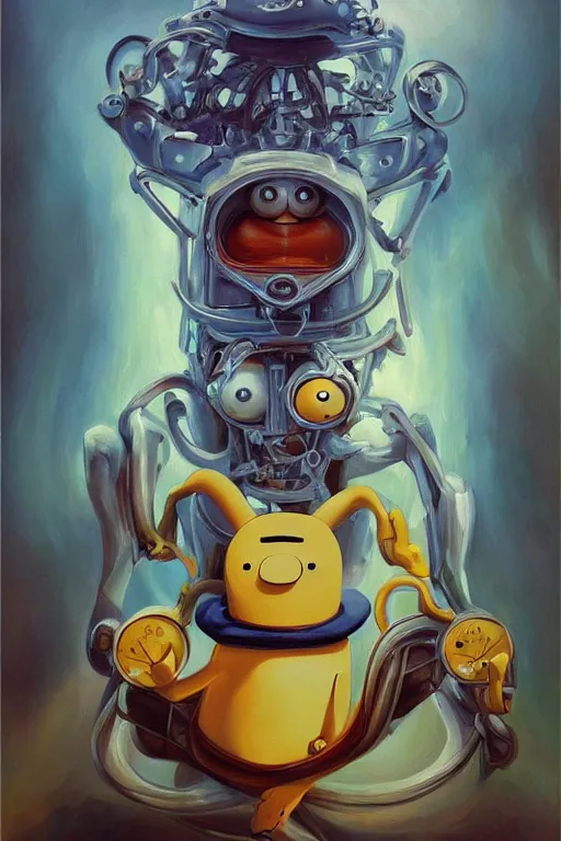 Image similar to beautiful clean oil painting biomechanical portrait of man face in style of adventure time, detailed, stunning,