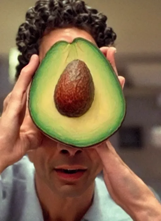 Image similar to an avocado with jeff goldblum's head in stranger things