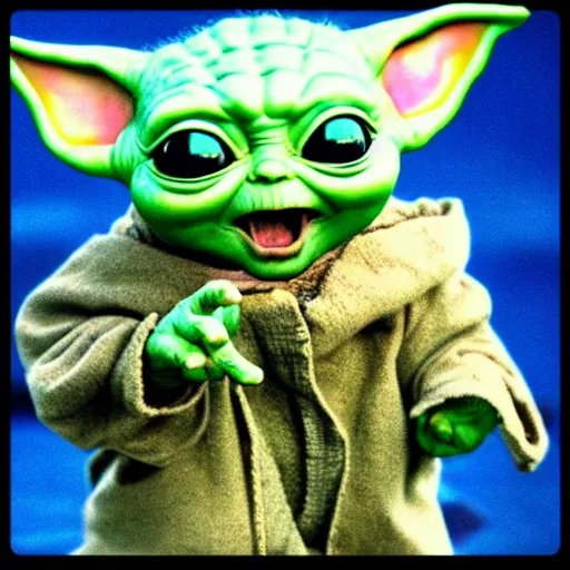 Image similar to baby yoda screaming