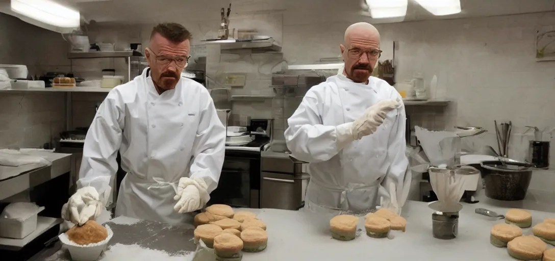 Image similar to walter white baking cakes