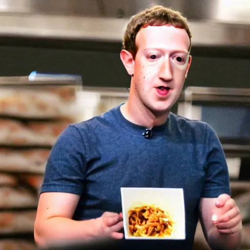 photograph of Mark Zuckerberg eating an extremely | Stable Diffusion