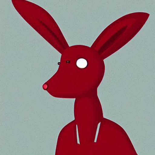 Image similar to an ilustration of a red humanoid rabbit in the style of Lewis Trondheim