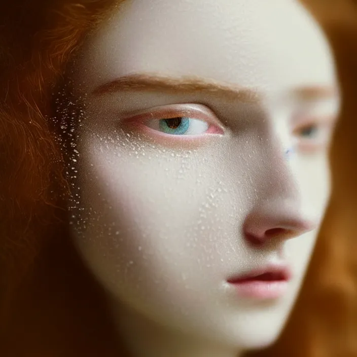 Image similar to Kodak Portra 400, 8K,ARTSTATION, Caroline Gariba, soft light, volumetric lighting, highly detailed, britt marling style 3/4 , extreme Close-up portrait photography of a beautiful woman how pre-Raphaelites,inspired by Ophelia paint, the face emerges from water of Pamukkale, underwater face, hair are intricate with highly detailed realistic beautiful flowers , Realistic, Refined, Highly Detailed, interstellar outdoor soft pastel lighting colors scheme, outdoor fine art photography, Hyper realistic, photo realistic