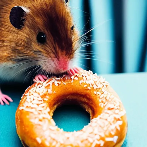 Image similar to hamster eating a donut