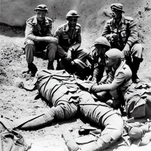 Prompt: afrika korps soldiers discovering mummies