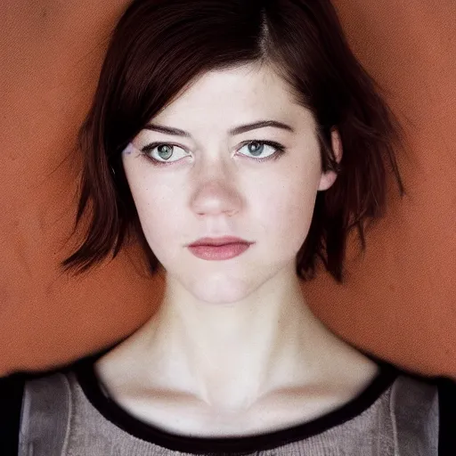 Image similar to a masterpiece portrait photo of a beautiful young woman who looks like a manic pixie dream girl mary elizabeth winstead, symmetrical face