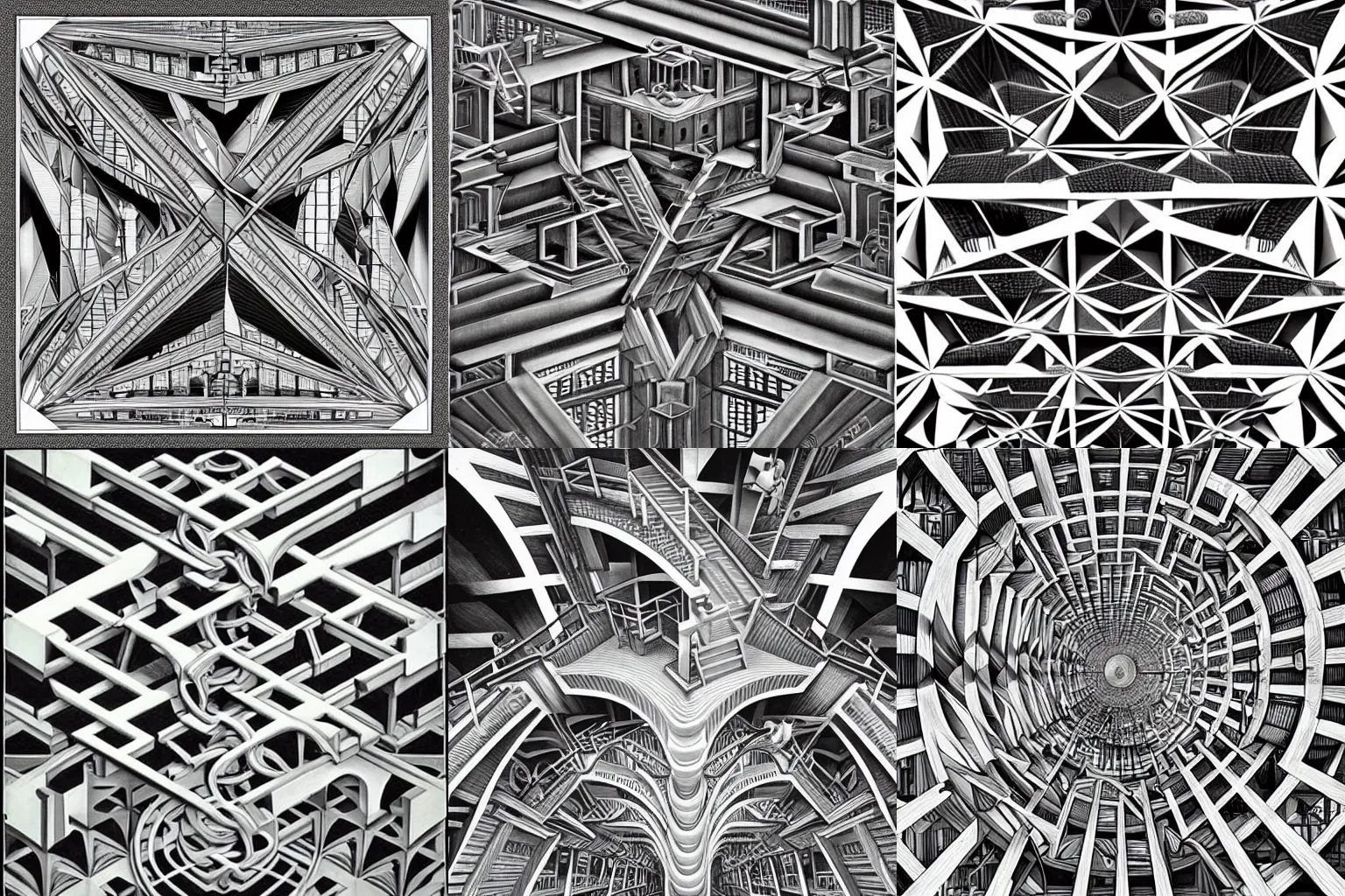 Prompt: The infrastructure of humanity, Escher, beautiful, detailed, digital art.