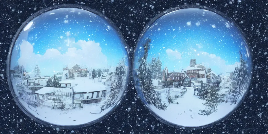 Prompt: the multiverse inside a snow globe, 90s cgi render