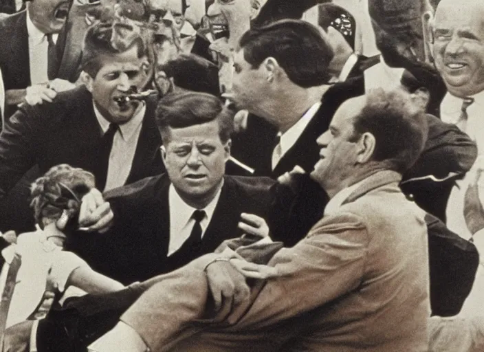 Image similar to a caricature of the zapruder film's frame the moment jfk is shot by lee harvey oswald