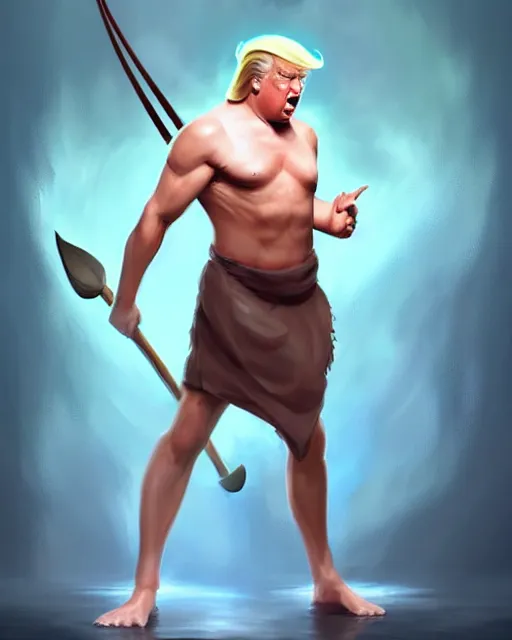 Prompt: character concept art of donald trump as poseidon in a dynamic pose | cute - fine face, pretty face, realistic shaded perfect face, fine details by stanley artgerm lau, wlop, rossdraws, james jean, andrei riabovitchev, marc simonetti, and sakimichan, tranding on artstation
