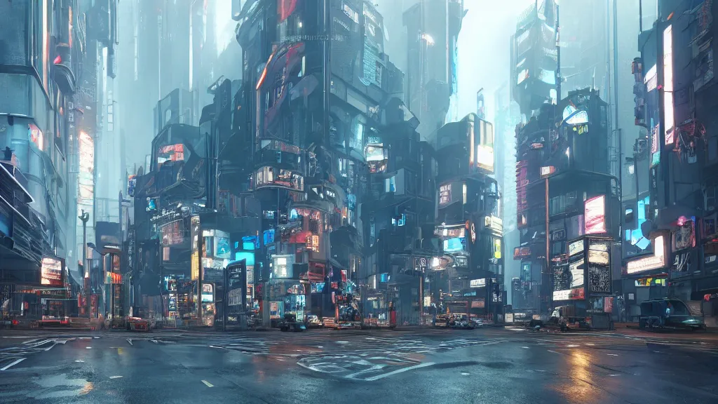 Image similar to cyberpunk london streets in 2 0 7 7, rendered in octane, rendered in corona, unreal engine 5, vray, the fifth element style by yuumei, bayard wu, wlop, tim white, ross tran, 4 k