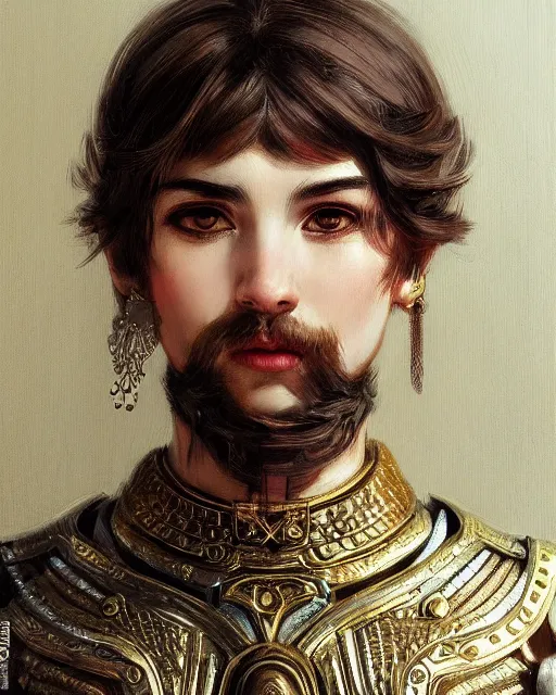 Image similar to portrait of an ancient greek character in intricate ornate armor, by ilya kuvshinov, by thomas lawrence, by bayard wu, trending on artstation, masterpiece