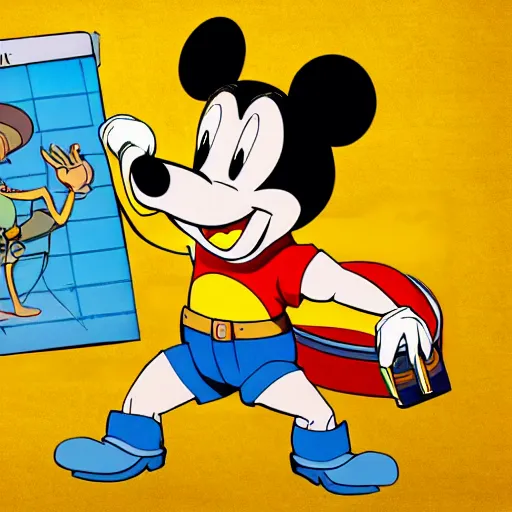 Prompt: 2 d traditional animation, portrait, upper body shot, mid shot, anthropomorphic mouse, female, wearing denim short shorts and a off yellow tank top shirt, in the style of rescue rangers