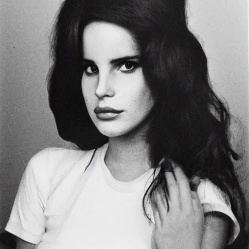 Image similar to lana Del Rey mugshot, 1970s, big hair