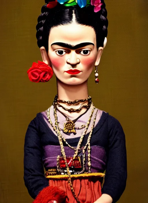 Image similar to frida kahlo as a mark ryden doll, detailed digital art, trending on Artstation