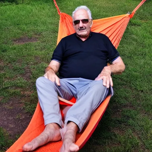 Prompt: my italian dad on a hammock