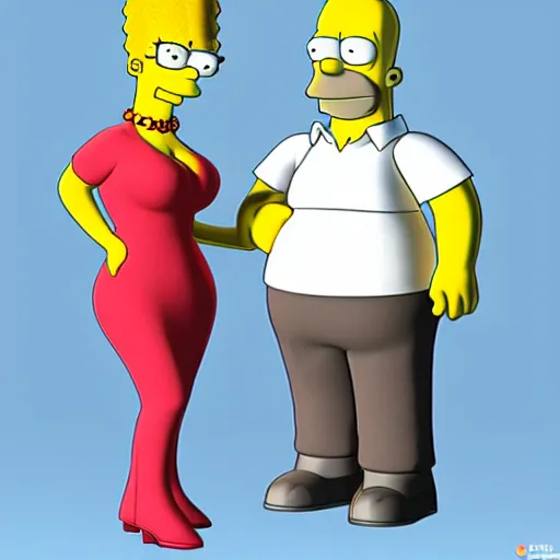 Image similar to christina hendricks as the simpsons characters, 3 d render, blender,