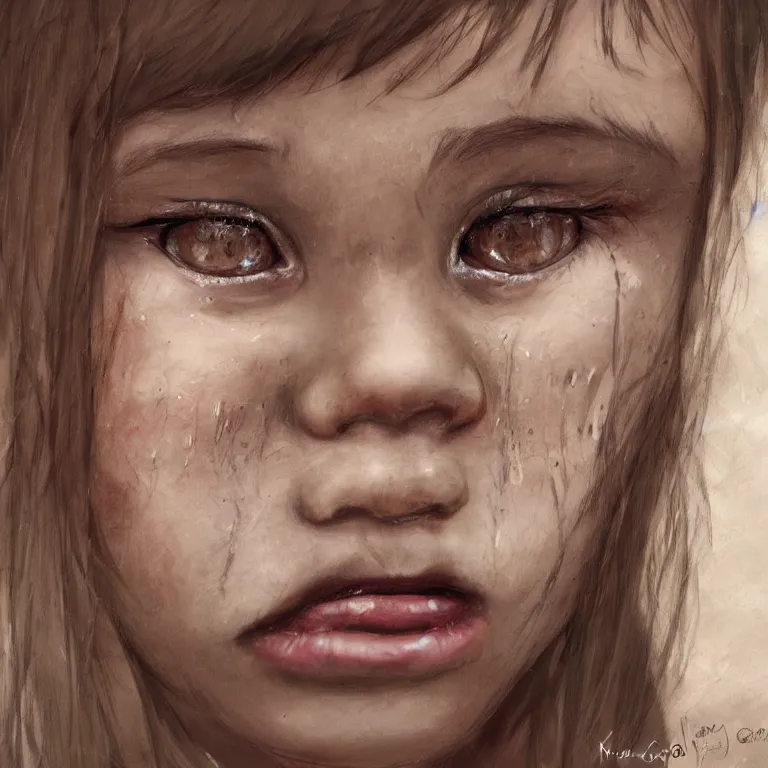 Prompt: close up of a girl crying by katarina gor, highly detailed, trending on art station, award winning
