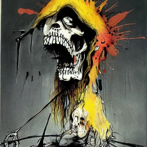 Image similar to grim reaper, art by ralph steadman