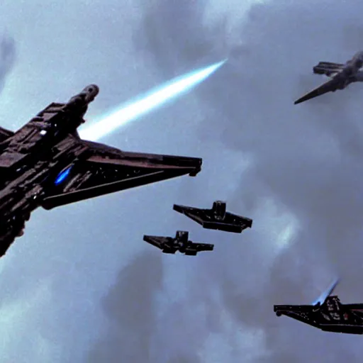 Prompt: jet fighters attacking star destroyer