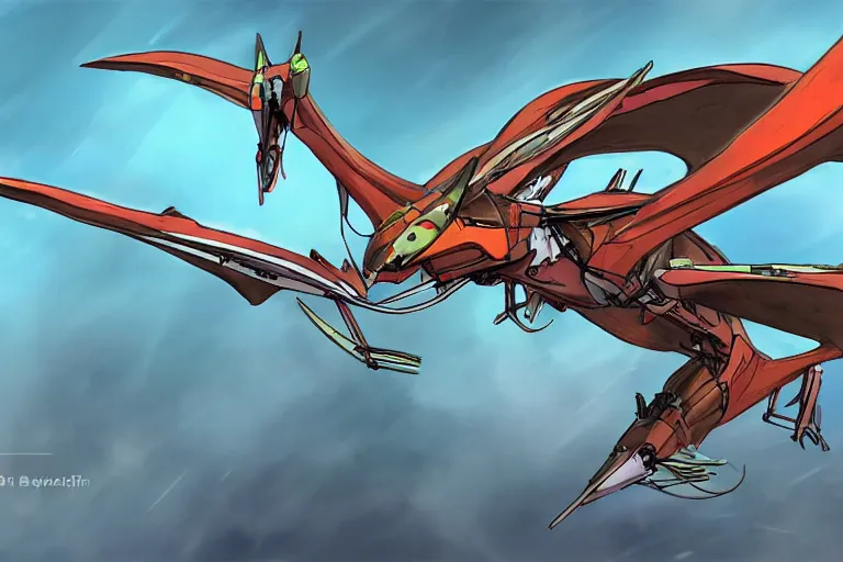 Image similar to a pteranodon mecha fighter boeing concept art