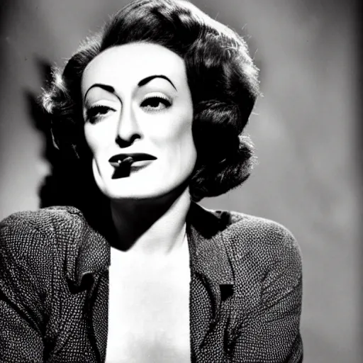 Prompt: joan crawford smoking a joint, photo journalism