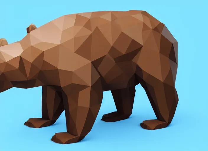 Prompt: low polygon render of a bear, on a white background, isometric 3 d, ultra hd