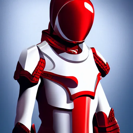 Image similar to headshot of a tall athletic muscular infantry man in glossy sleek white armor with tiny red details and a long red cape, heroic posture, strong jawline, on the surface of mars, night time, dramatic lighting, cinematic, sci-fi, hyperrealistic, godrays, diffused lighting, movie still
