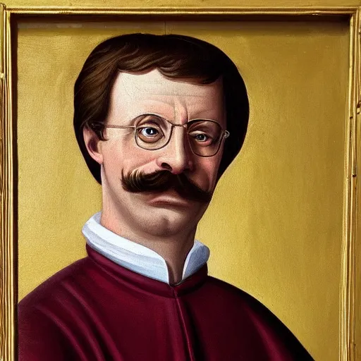 Image similar to a renaissance style portrait painting of Ned Flanders