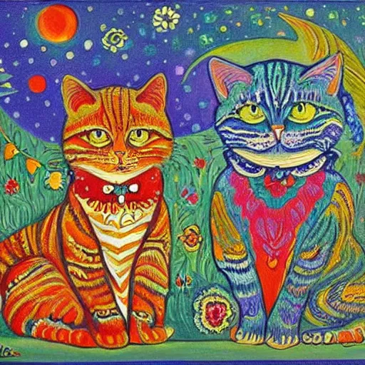 Image similar to a beautiful painting representative of the art style of louis wain