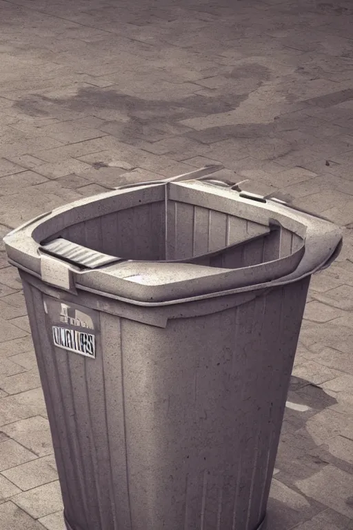 Image similar to trash bin 3 d with a revolution written in the trash bin, ultra realistic, concept art, intricate details, highly detailed, photorealistic, octane render, 8 k